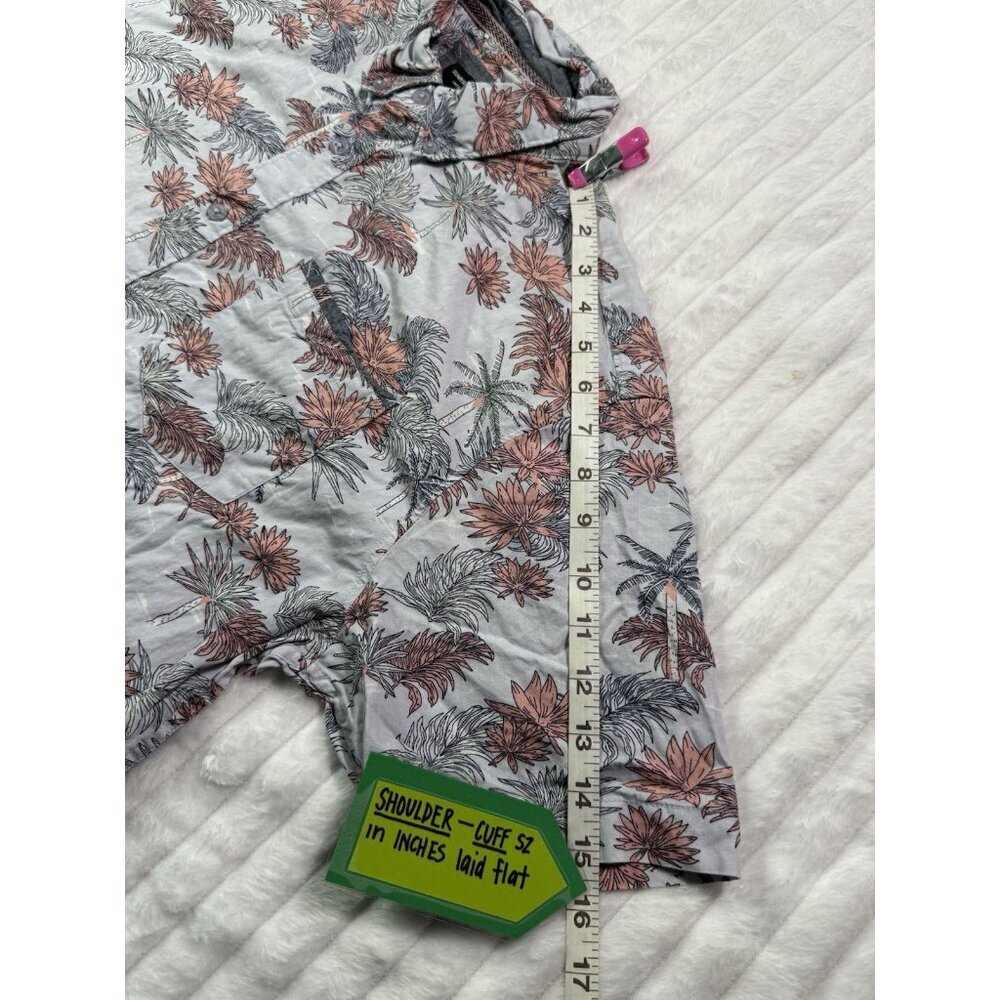 Sunrise Kingdom Vintage Design Hawaiian Palm Print Button Down Light Blue Coral - Picture 13 of 15